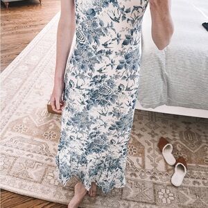 Floral Blue and White Maxi Dress